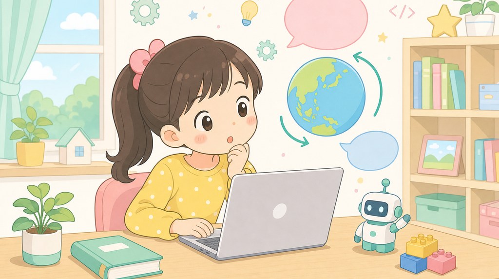 日本語表示を切り替えながら学ぶ子ども