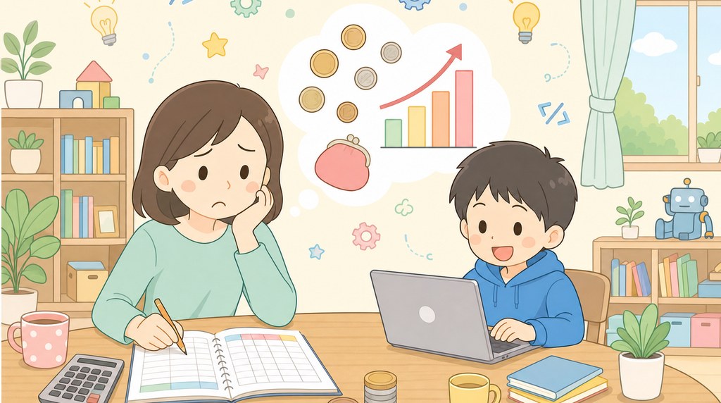 N Code Laboをやめた理由と月謝の内訳をイメージしたイラスト