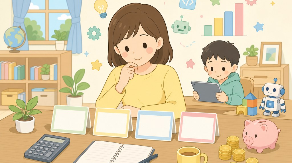 子どもプログラミング教室の料金相場調査をイメージしたイラスト